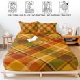 thumbnail image 5 of Twin XL Size Fitted Sheet Set - Orange Checked 2 Piece Bedding Sets 16" Deep Pocket Fitted Sheet with 1 Pillowcases, Green Thanksgiving Buffalo Plaid Brushed Microfiber Hotel Luxury Bed Sheets, 5 of 9
