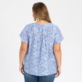 thumbnail image 3 of DARING DIVA Women's Plus Floral Tie Neck Blouse with Ruffle Sleeve 1X Sky Blue, 3 of 6