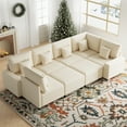 thumbnail image 4 of Advwin 6-Seater Oversized Corduroy Sectional Sofa with 2 Ottomans, Comfy U-Shaped Cloud Modular Couch with Extra-Deep Seating & Removable Covers, Convertible Sleeper Sofa for Living Room, Beige, 4 of 10