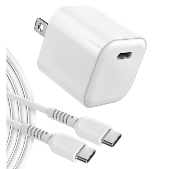 Galvanox 30W USB C Charger for iPad Pro / iPad Air / iPad Mini 6th Gen & Google Pixel 7/7 Pro - Gan Small Fast Charger with USB C-C Cable (White)