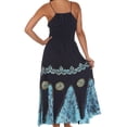 thumbnail image 2 of Sakkas Batik Triangle Smocked Empire Waist Dress - Navy / Turquoise - One Size, 2 of 4