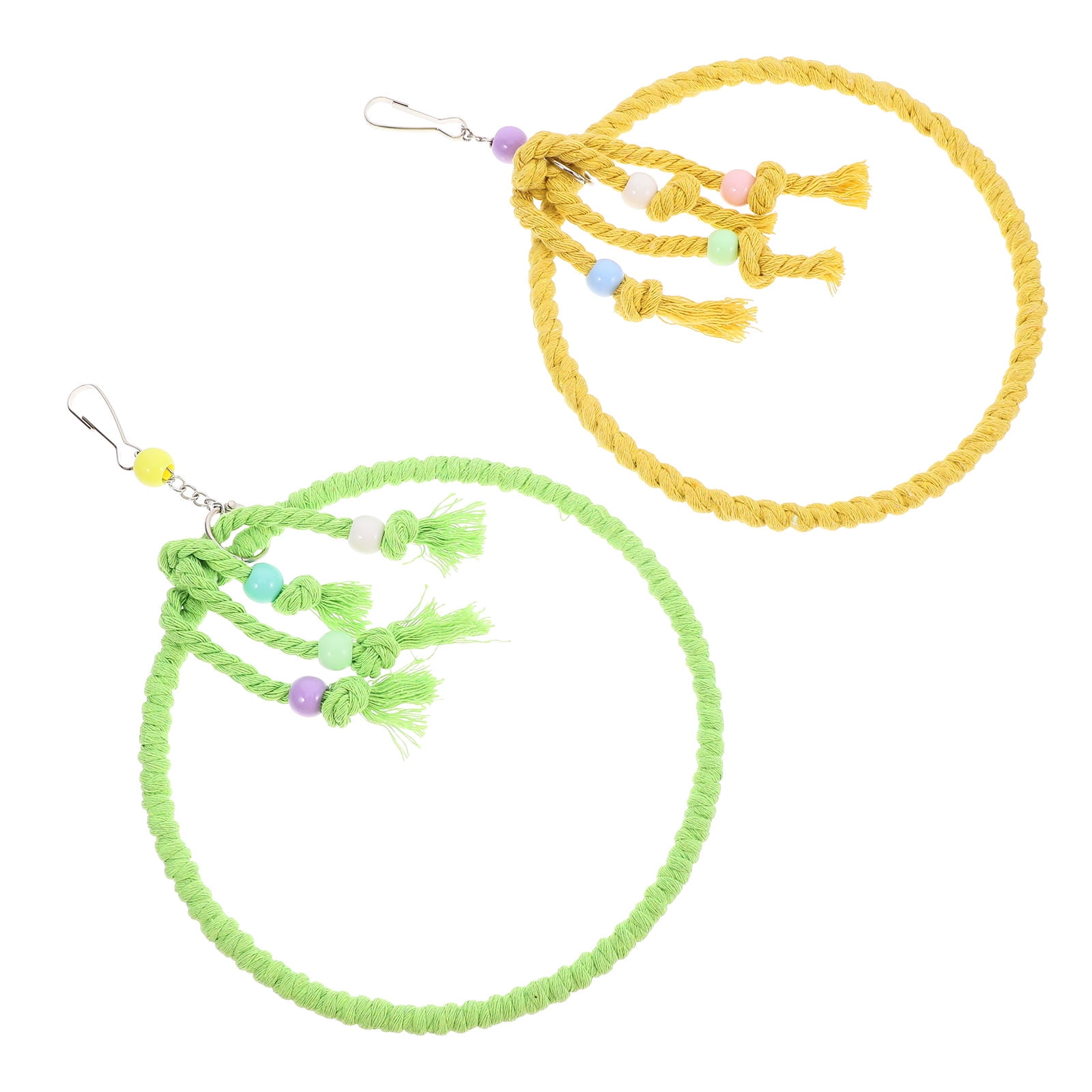 OATIPHO 2Pcs Durable Cotton Rope Bird Swing and Perch for Parakeets and Parrots