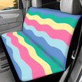 thumbnail image 2 of FUIALDOLG Pastel Wavy Stripes Full Wrap Car Seat Cover for Car Interior Automotive, Comfortable Rear Bench Seat Covers Stretch Car Back Seat Cover Protectors, 2 of 4