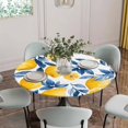 thumbnail image 5 of Lemon Round Tablecloth for 36-44 Inch Tables, Fitted Table Cover with Elastic Edge, Watercolor Blue Yellow Branch Summer Spring Waterproof Outdoor Table Cloth Protector for Patio Garden Dinner Picnic, 5 of 9