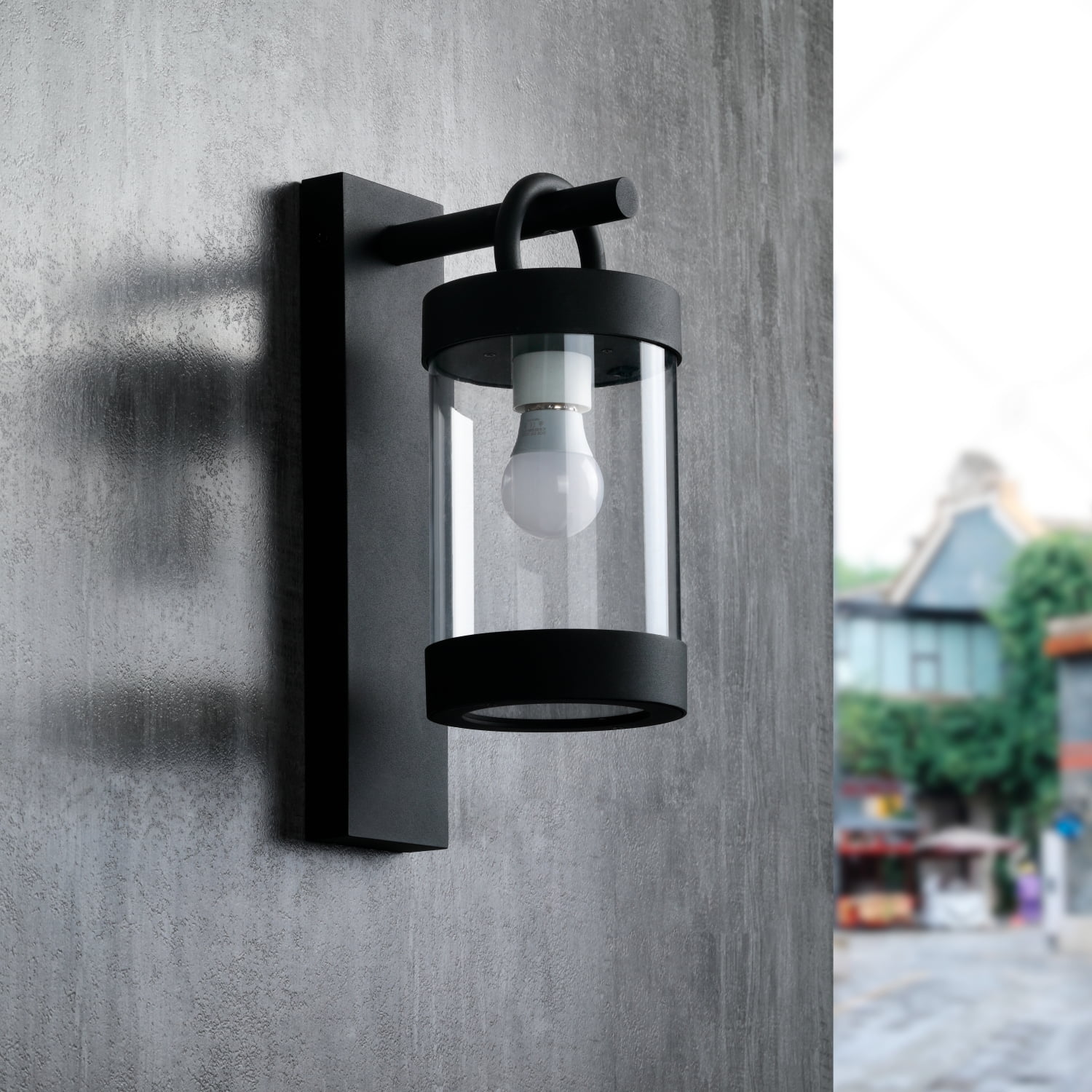 Anthracite Patio Balcony House Door Entrance Light Glass Outdoor Wall Lamp Square 