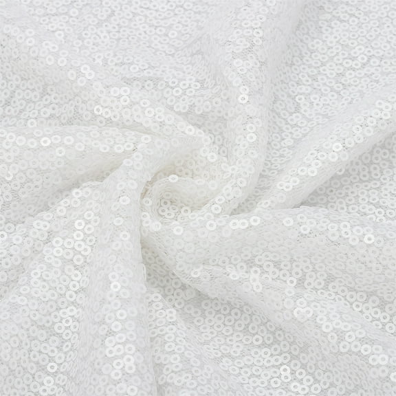 Cream Sequin Fabric, by The Yard, 1 Yard Length 4.3ft Wide Sequin Velvet Fabric Shiny Sparkly Cloth for DIY Sewing, Dress, Backdrop, Tablecloth, Table Runner