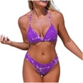 thumbnail image 2 of Traje de baño de 2 piezas para mujer, trajes de baño para mujer, bikini de mujer con escote en V y tirantes, traje de baño dividido para nadar, traje de baño de nailon para mujer, 2 of 6