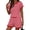 Bm14-Red Pink Sp, variant on Women's Striped Knit Lounge Outfit Sets - Short Sleeve Tops and Shorts Casual Summer 2 Piece Outfits