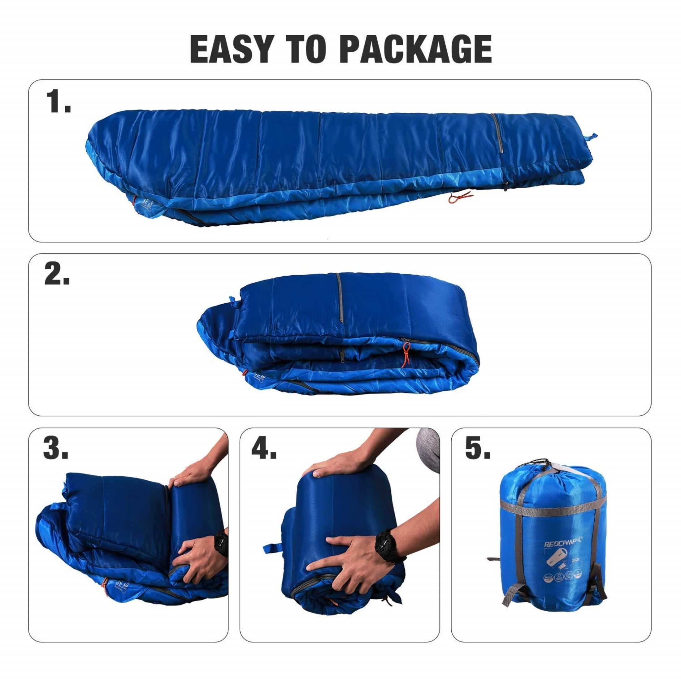 REDCAMP Kids Mummy Sleeping Bag for Camping, 3 Season Cold Weather Sleeping Bag Fit Boys, Girls & Teens, Blue
