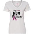 thumbnail image 3 of Inktastic Breast Cancer Awareness My Mom is a Fighter Women's V-Neck T-Shirt, 3 of 5