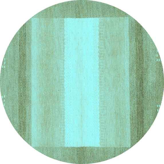 Ahgly Company Indoor Round Abstract Light Blue Modern Area Rugs, 5' Round