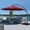 Red, variant on JUSTLET 11FT Curvy Cantilever Patio Umbrellas Large Outdoor Heavy Duty Offset Hanging Umbrella with Base for Swimming Pool, Garden, Porch, Deck, Lawn, Backyard and Market