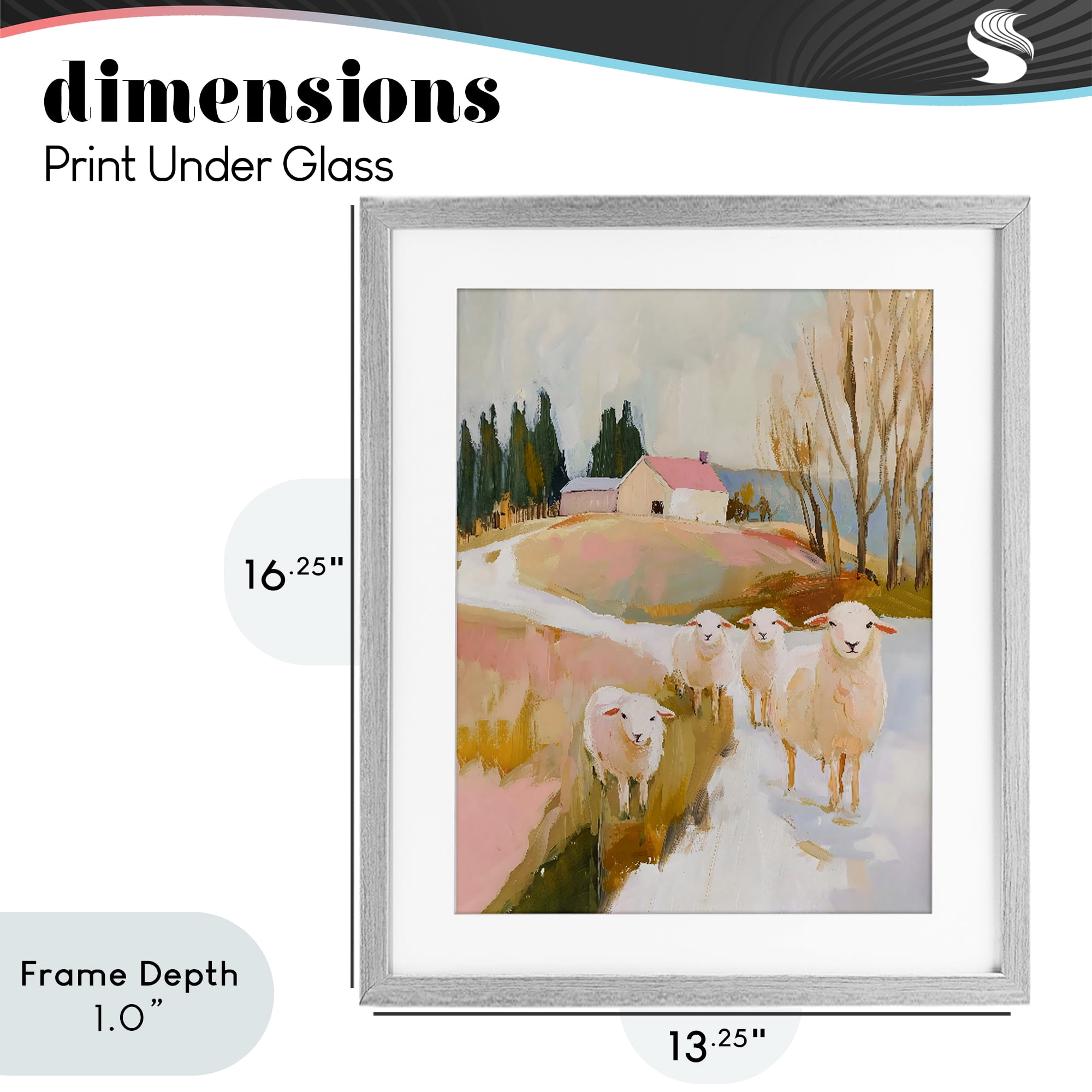 Stupell Industries Sheep on the Roadside Pasture Gray Framed Print Under Glass, design by The Prints Vibe