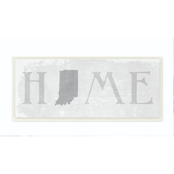 Stupell Industries Indiana Home State Map Grey Neutral Textured Word Design Wall Plaque Art by Daphne Polselli