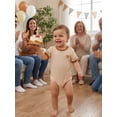 thumbnail image 6 of BemeyourBBs Newborn Baby Boy Summer Clothes Infant Baby Boys Mothers Day Outfit Bubble Romper Mama's Boy Letters Crew Neck Short Sleeve Bear Embroidery Waffle Knit Bodysuit Jumpsuit, 6 of 9