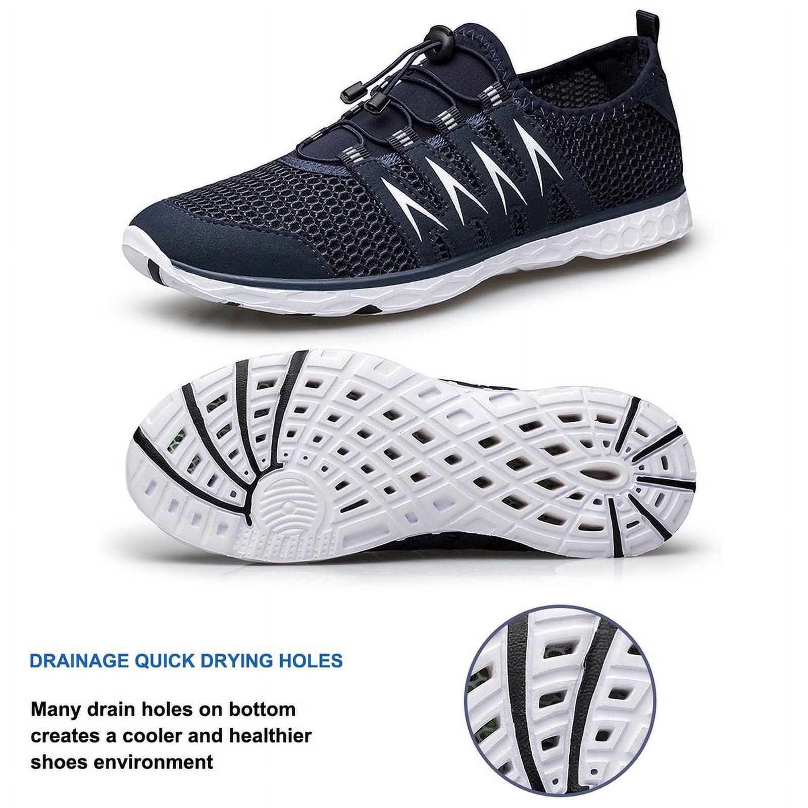 vibdiv Mens Womens Water Shoes Quick Dry Aqua Shoes Barefoot for Beach Surf Hiking Pool Water Sports Shoes Navy Blue