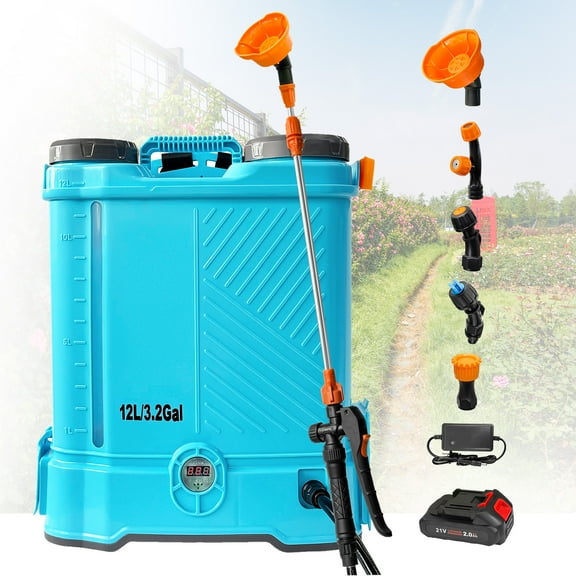 SideKing 3.2 Gallon Battery Powered Backpack Sprayer, 80 PSI Electric Garden Lawn Sprayer, Works with Makita 18V Battery, Telescopic Wand & 5 Nozzles, 2.0Ah Battery and Charger Included