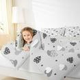 thumbnail image 4 of Feelyou Chic Love Heart Bedding Comforter Set for Kid, Abstract Grey Twin Comforter Sets, Modern Fashion Cartoon Reversible Bedding Set, Breathable Home Decor, 2pcs, 4 of 8