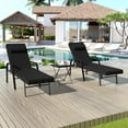 thumbnail image 5 of Kullavik Patio Chaise Lounge Sets Outdoor Armchair Recliner Rattan Adjustable Back 3 Pieces Cushioned Patio Folding Chaise Lounge with Folding Table - Black, 5 of 8
