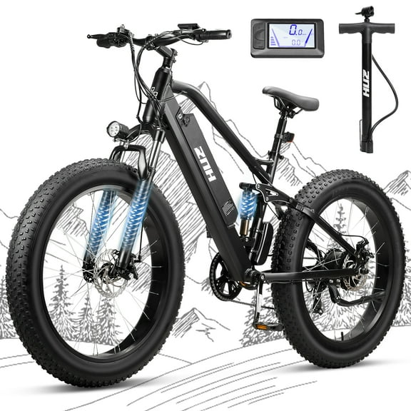 ZNH 26*4 Fat Tire Electric Bike for Adults，Peak 1000w Powerful Motor Ebike，48v 13ah Removable Battery Electric Mountain Bike，UL2849