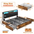 thumbnail image 5 of EnHomee King Size Metal Bed Frame with 4 Drawers Meatal Bed Frame with Headboard Upholstered Bed Frame with Storage Bookcase & Charging Station & LED Light, 5 of 9