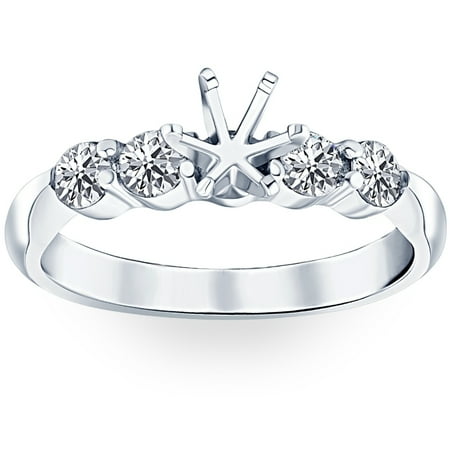 Pompeii 1/2ct Diamond Semi Mount Engagement Ring 14K White Gold Round Setting (G/H,I1)