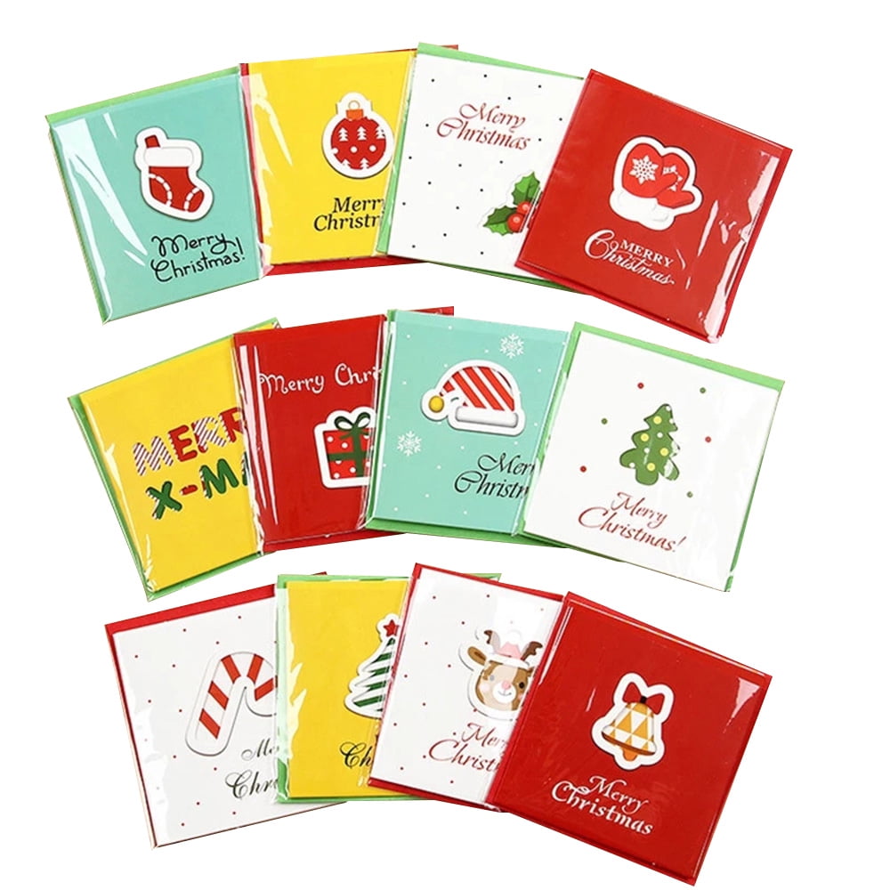 96pcs Creative Merry Christmas Small Greeting Cards Kids Mini Christmas Greeting Cards New Year