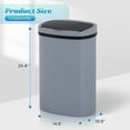 thumbnail image 4 of 13 Gallon Plastic Garbage Can  Kitchen Trash Can  Automatic Touch Free  Trash can with Lid 50 Liter Waste Bin Mute Anti-Fingerprint for Bedroom Home Office Living Room, Gray, 4 of 7