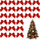 thumbnail image 1 of 48 Uds. Adornos con lazo de cinta navideña, pequeños lazos navideños para manualidades colgantes, Mini decoraciones colgantes para árbol de Navidad con lazo, 1 of 5