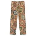 thumbnail image 4 of Vintage Moroccan Tiles Design Winter Female Pants Flannel High Waist Women Pants Lady Warm Straight Leg Plush Trousers, 4 of 7