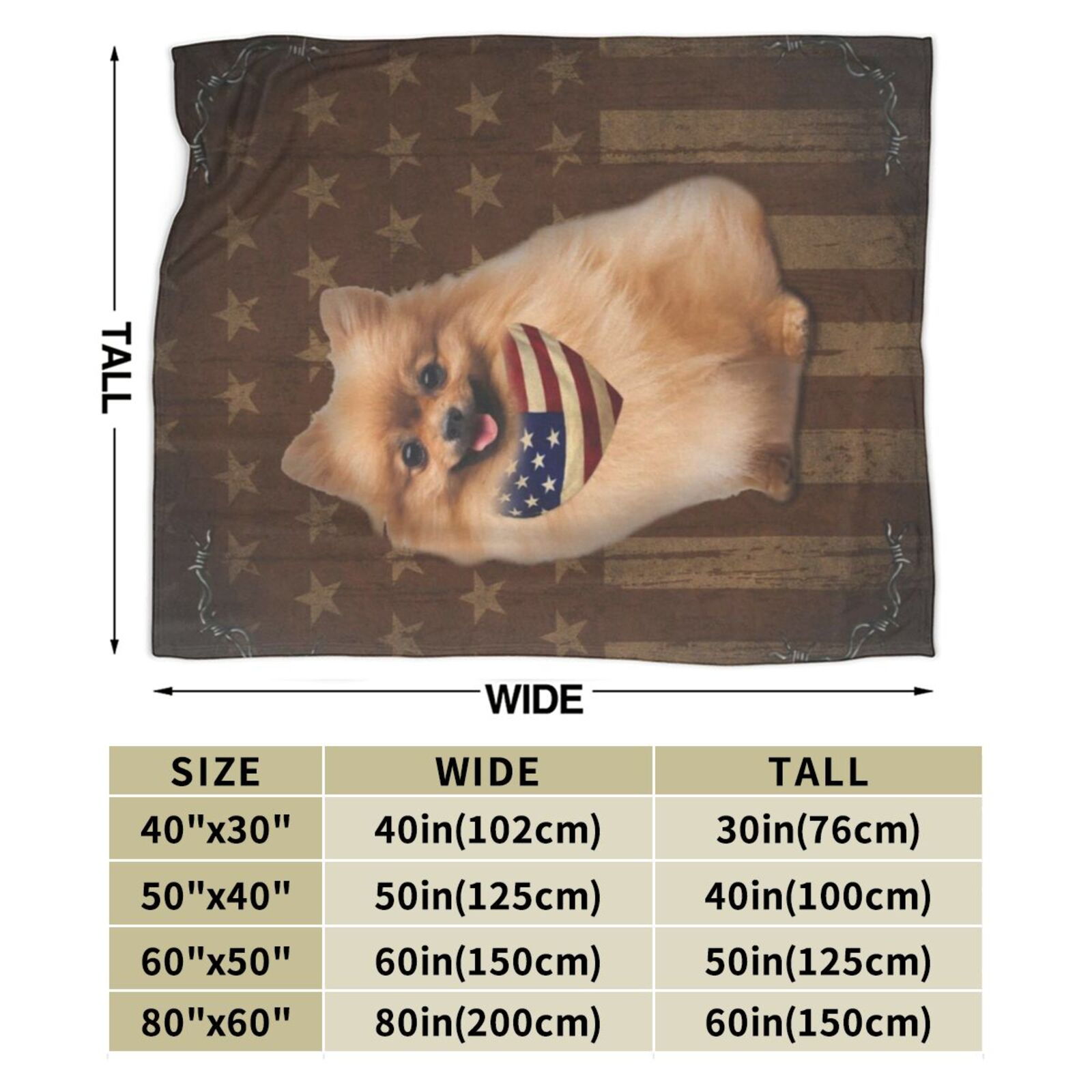 Wijzvio Springer Spaniel Dog With Vintage American Flag Throw Blanket Soft Fuzzy Fleece Blanket For Couch Bed Living Room Decoration 60"X50"