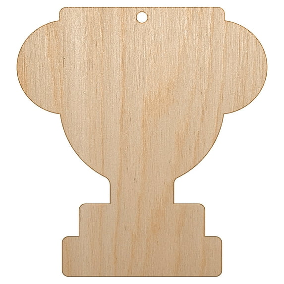 Trophy Award Solid Wood Holiday Christmas Tree Ornament Unfinished DIY Pre-Drilled Craft
