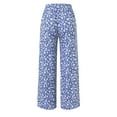 thumbnail image 4 of Baqcunre Wide Leg Pants Woman Spring and Summer Women's Small Flower Loose Casual Waist Wide Leg Trousers Womens Fashion Women's Pants Pants for Women Womens Clothes Blue L, 4 of 5