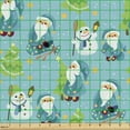 thumbnail image 2 of Christmas Fabric by the Yard, Graphics Santas and Snowmen with Stars and Spruce Trees, Upholstery Fabric for Dining Chairs Home Decor Accents, Lime Green Multicolor by Ambesonne, 2 of 5