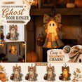 thumbnail image 4 of 3D Lighted Vintage Patchwork Ghost Door Hanger, Fabric Wall Hanging Decor for Halloween Outdoor Yard Decorations, Seasonal Front Door Sign for Home, 4 of 7