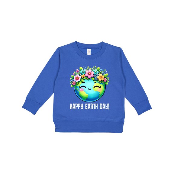 Inktastic Happy Earth Day Flowered Toddler Sweatshirt