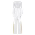 thumbnail image 2 of iiniim Liturgical Dancewear for Women Flared Sleeve Sequin Praise Dance Tunic with Wide Leg Pants White M, 2 of 7