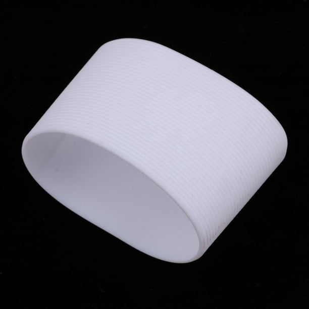 Cubierta de la manga de la taza de botella de agua antideslizante redonda de silicona Cola 6.5cm blanco