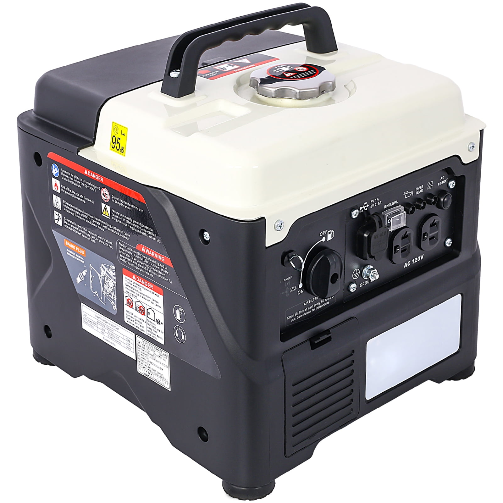 KTENME Portable Inverter Generator 1200W Ultra-Quiet Gas Powered Lightweight Generator For Backup Home Use Outdoor Camping Travel