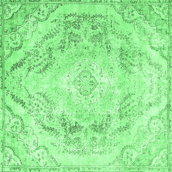 Ahgly Company Indoor Square Persian Emerald Green Traditional Area Rugs, 7' Square