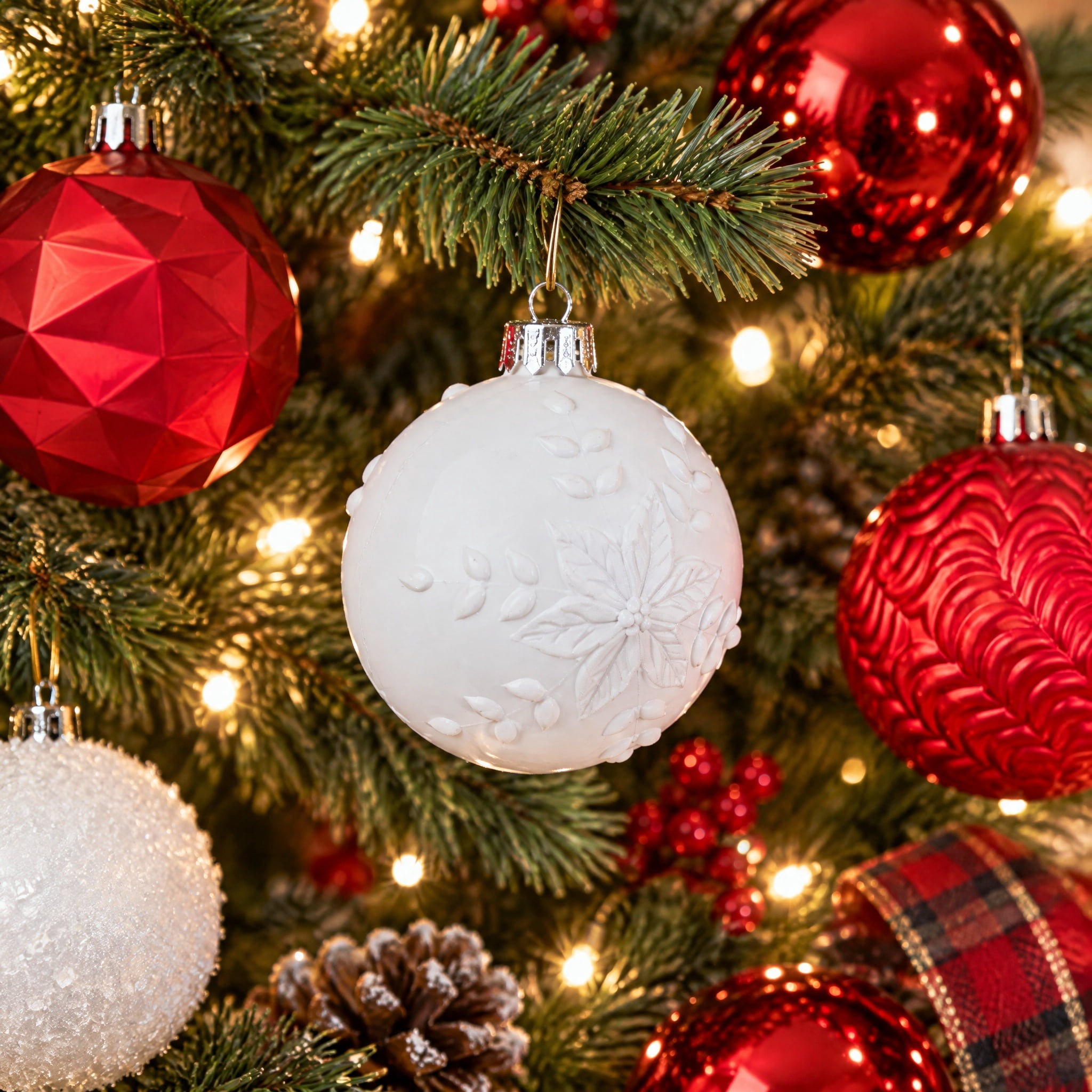 24-Count Red and White Ball Shatterproof Christmas Ornaments, 2.8", by Holiday Time