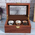 thumbnail image 4 of Wooden 3 Grid Watch Box, With Quadrate Lock Watch Box Organizer For Men, No Fading  And Scratches Watch Display For Men Watches Storage, 4 of 8