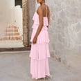 thumbnail image 3 of FRSASU Women's Summer Halter Chiffon Dress Ruffle Layered Backless A Line Flowy formal Prom Party Wedding Dress Pink, 3 of 9
