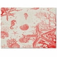 thumbnail image 2 of Area Rugs Indoor Non-Slip Rectangle Rug 5x8 Ft Vintage Starfish Coral Seahorse Shell Ocean Red Rug Rubber Backing Floor Mats Non Shedding Home Decor Carpet for Entryway Living Room, 2 of 8