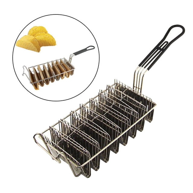 Cesta para tacos de alta resistencia Macarena con mango de agarre Soporte de acero inoxidable