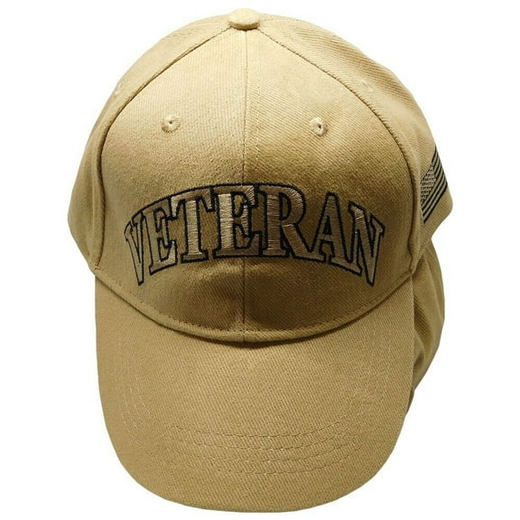 Veteran Letters Khaki Beige Cotton Adjustable Embroidered Cap Hat