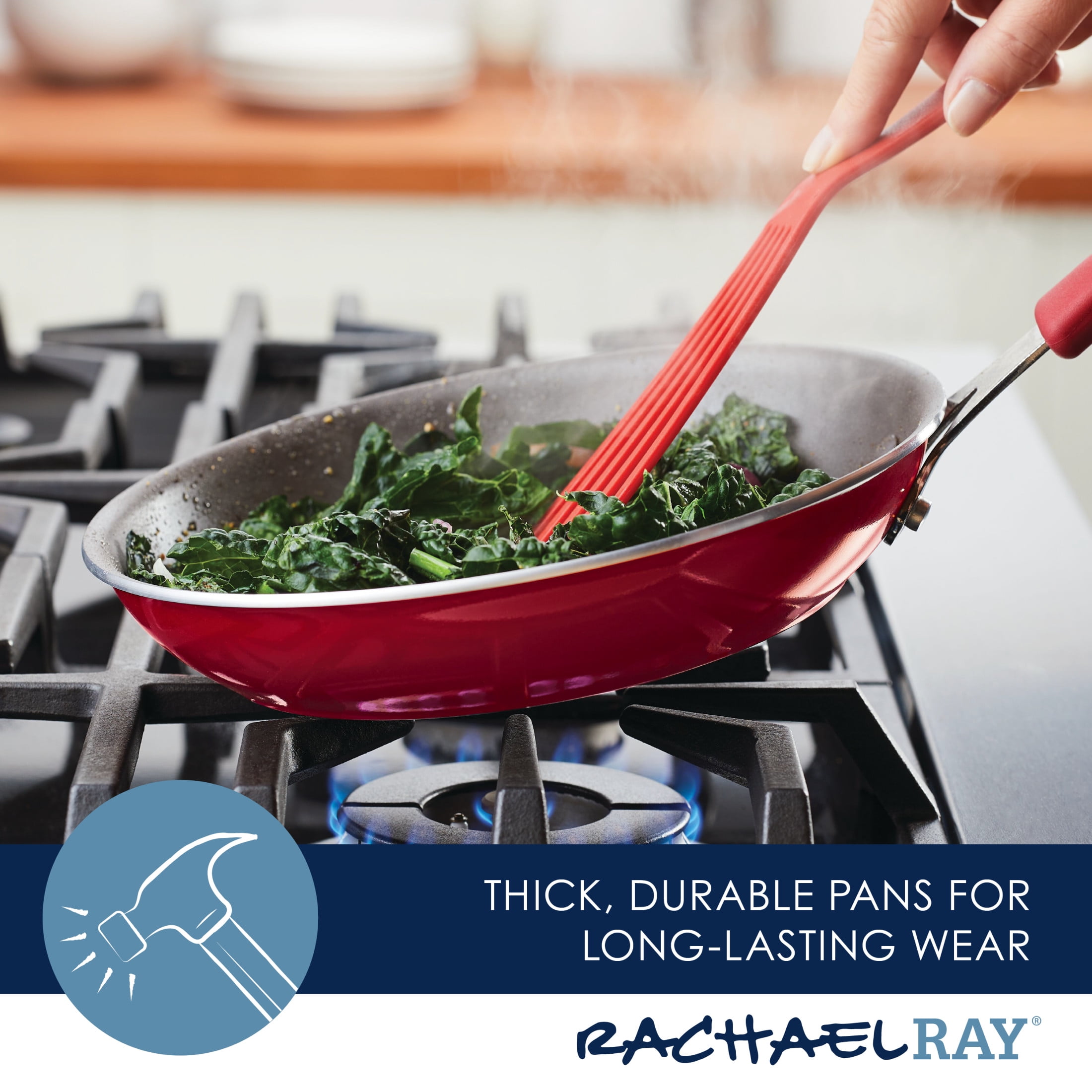 Rachael Ray Cook + Create 11 Pc Aluminum Nonstick Cookware Set, Red