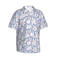 thumbnail image 3 of Xecao Rabbit And Floral print Hawaiian shirt - a stylish short-sleeve button-down for men, perfect for casual beach and tropical outings., 3 of 9