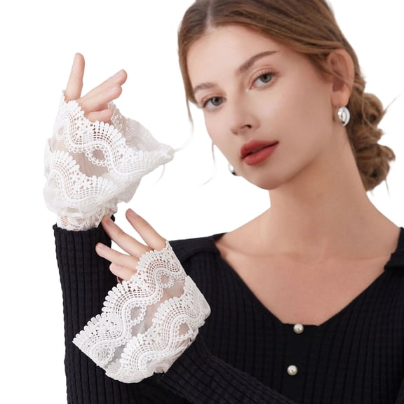 Elegant Lace False Sleeves Detachable Arm Cuffs Sleeves For Women Teens Stylish Layered Fashion Outfit Enhancement