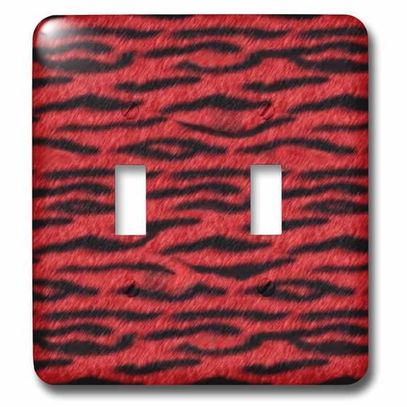 3dRose, Red and Black Tiger Animal Print, double toggle switch